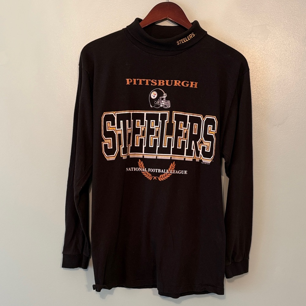 Vintage 1996 Pittsburgh Steelers Black mock Turtleneck Long Sleeve Shirt